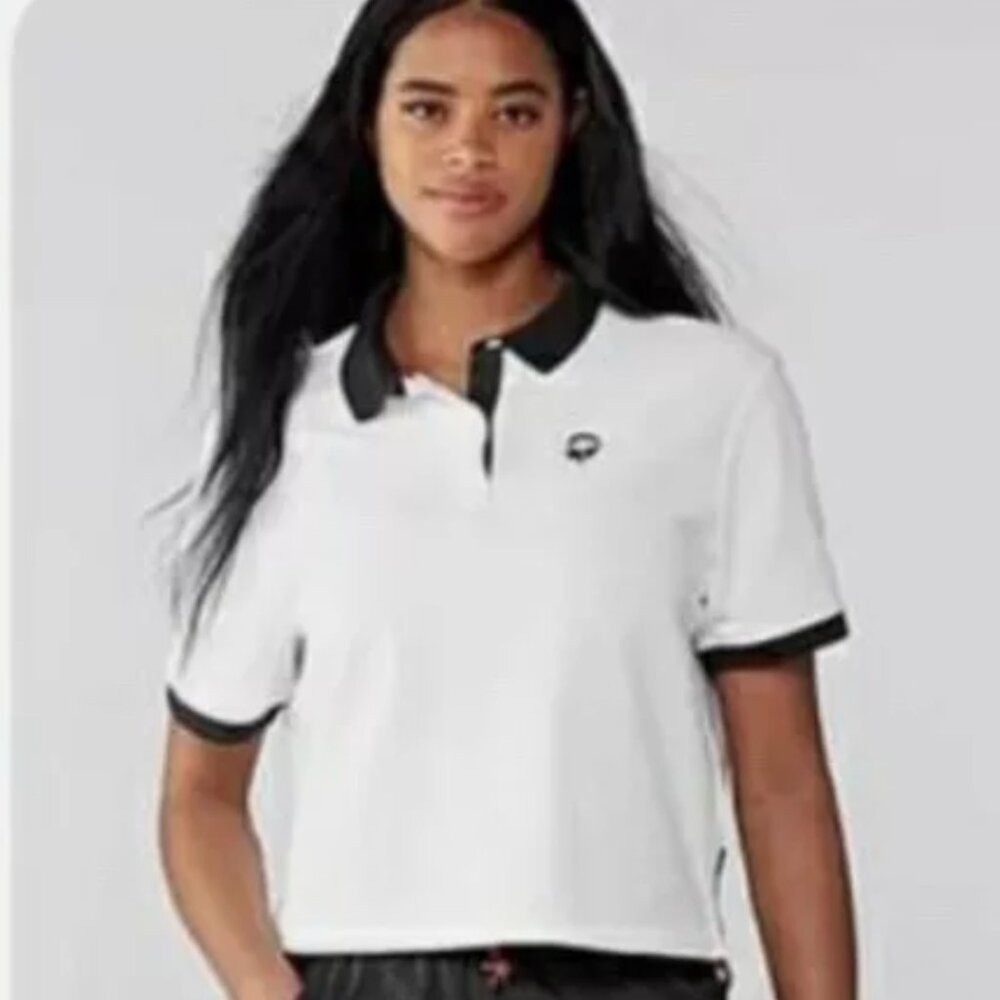 Outdoor Afro + REI Co-op Women's White‎ Organic Cotton Crop Polo Shirt Casual
